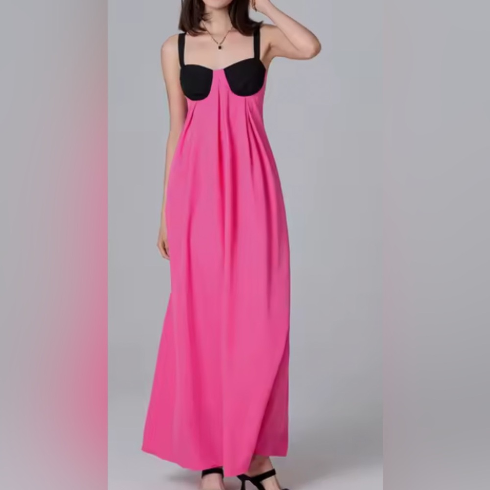 Pink Back-Tie Maxi Dress by